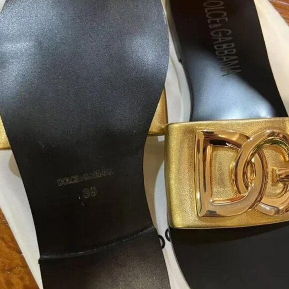 Dolce & Gabbana Gold and Black Sandals - Picture 4 of 4